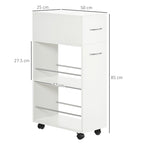 kitchen trolley in chipboard and stainless steel with 2 open shelves, removable drawer and parapetti, 25x50x85 cm - Borgè