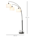 ground lamp 3 lights and flexible arms base in marble height 205cm - Borgè