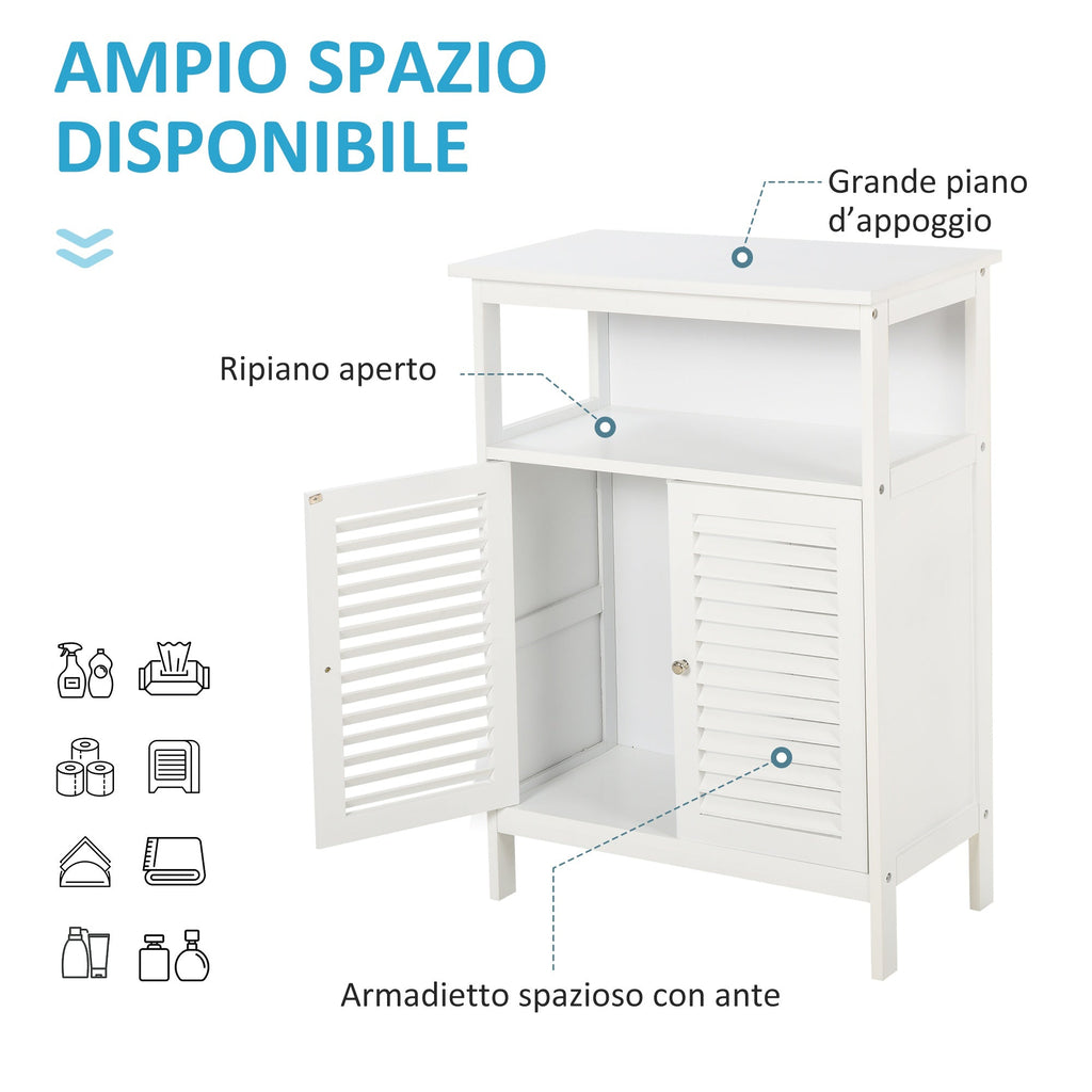 Kleankin Waterproof bathing cabinet with 2 shelves and white MDF locker - Borgè