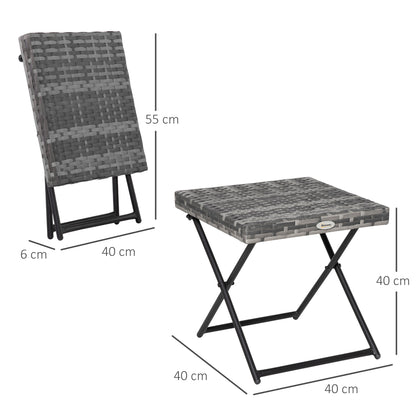 Outsunny Garden table folding saving sausage in Rattan Synthetic and steel, 40x40x40cm, gray - Borgè