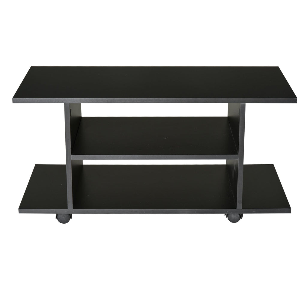 Mobile Wooden TV Door with wheels, black, 80x40x40cm - Borgè