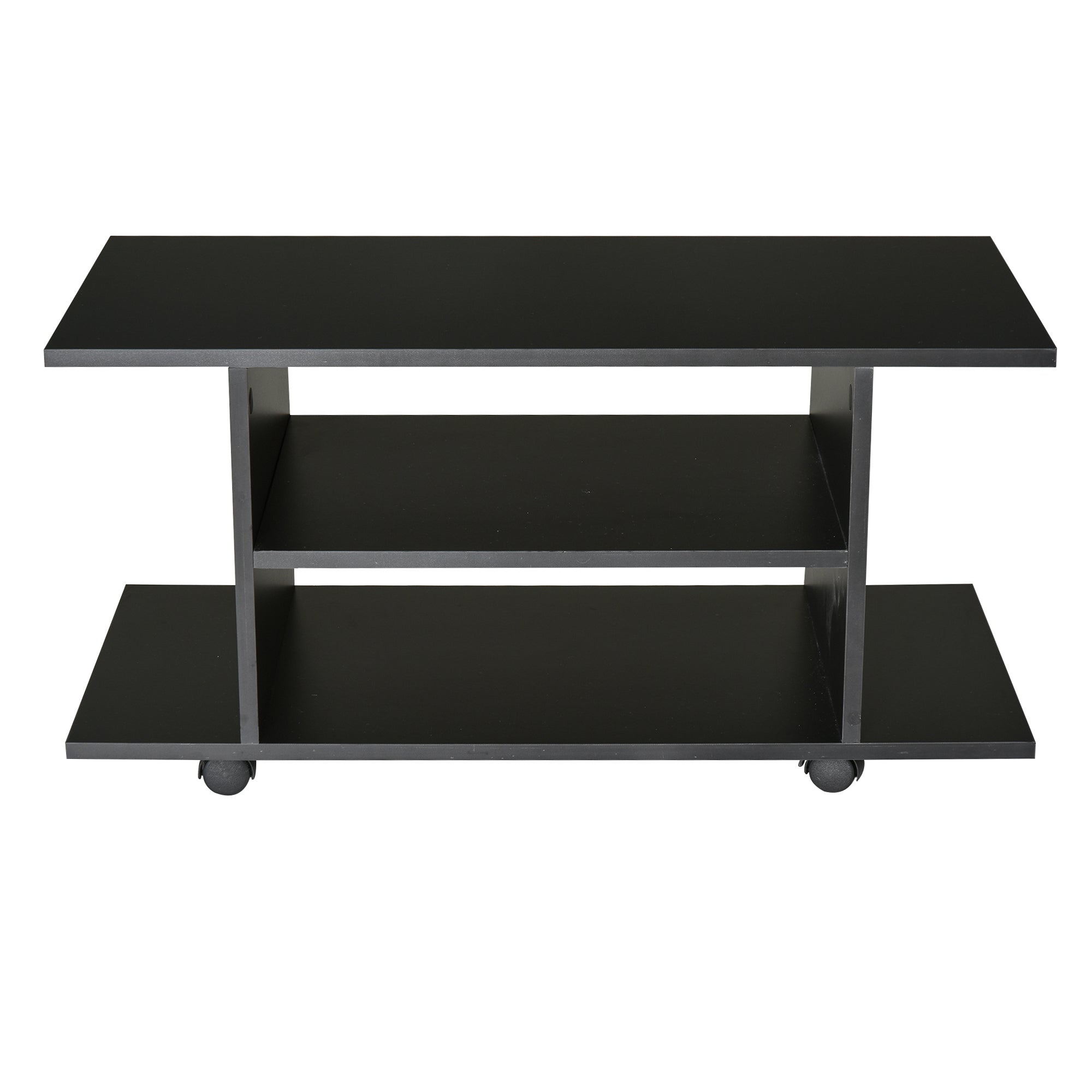 Mobile Wooden TV Door with wheels, black, 80x40x40cm - Borgè