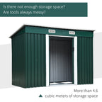 Steel Tool Shed, Garden Shed with 2 Sliding Doors, 261x133x182cm - Borge' Group Limited
