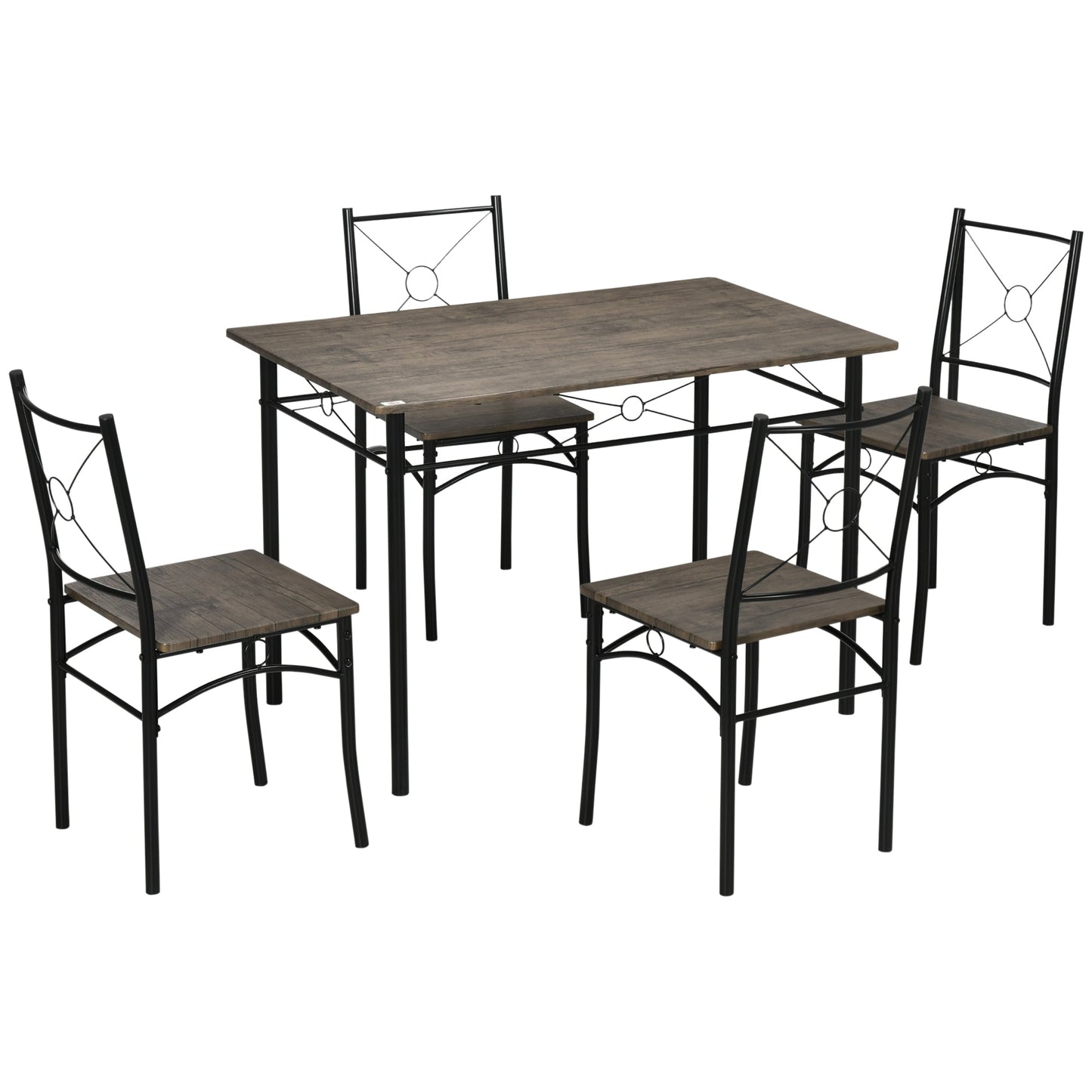 5-Piece Dining Set: MDF and Metal Table with 4 Chairs for Dining Room, Kitchen, Living Room, and Bar - Borgè