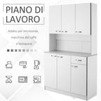 Homcom - Wardrobe with wooden kitchen wall units 101 x 39 x 180cm white - Borgè