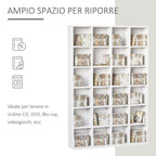 Mobile Wooden Library 24 compartments, white, 130.5x89x20cm - Borgè