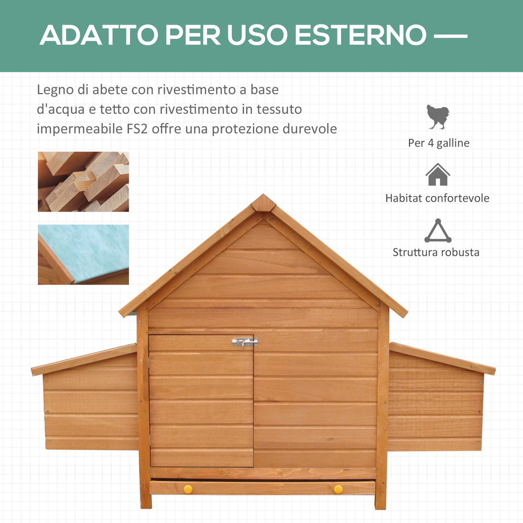 Wooden Chicken Coop with Waterproof Roof, Prefabricated Outdoor Chicken Coop, 160x98. 5x107cm - Borge' Group Limited