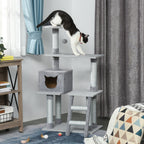 Grey Cat Tree for cats with Scratch Pole - Borge' Group Limited