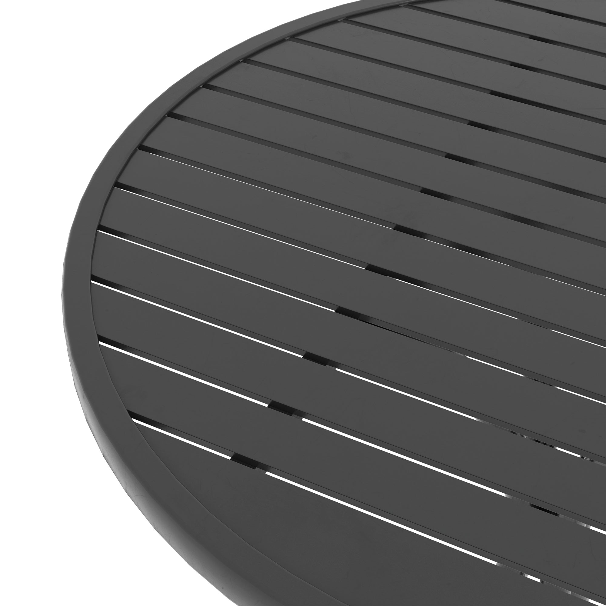 Outsunny round garden table with steel slat top, Ã˜66x71.5cm, black - Borgè