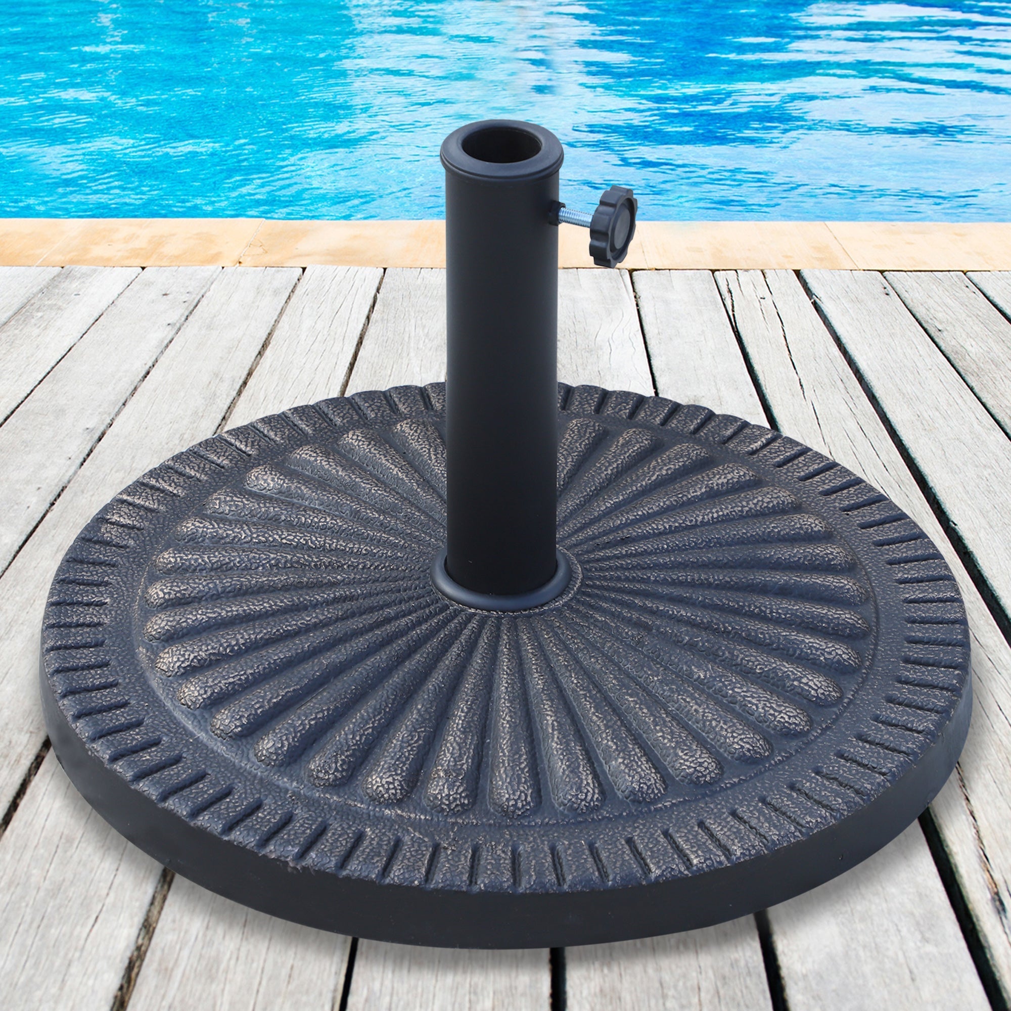 Round Umbrella Base for Ø3.8-4.8cm Poles with Decoration and Knob, Weight 15kg Ø49x32cm - Borge' Group Limited
