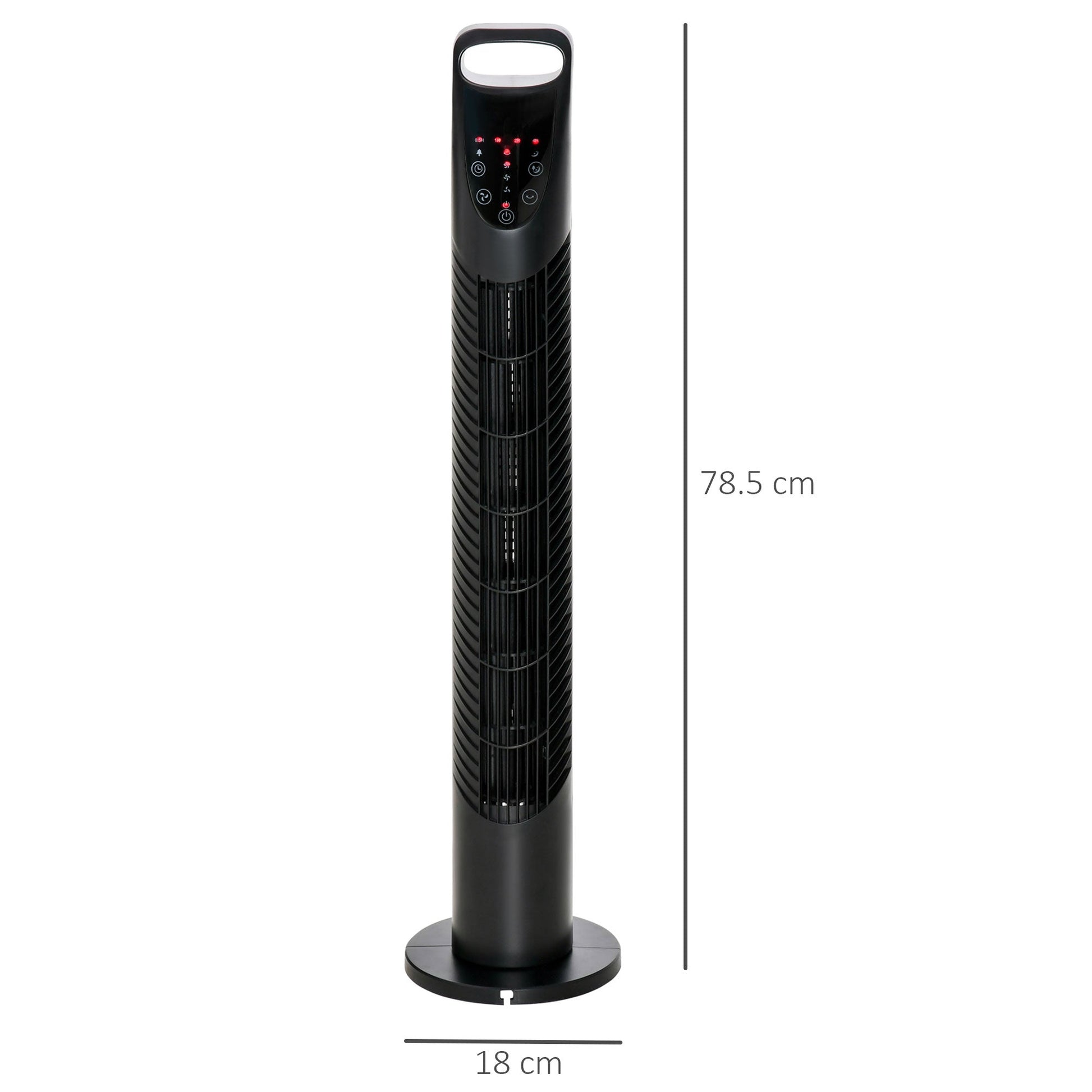 Tower Fan | with remote control 70 ° with 3 modes and 3 speeds, timer 7.5h, 40W black, ф18x78.5cm - Borgè