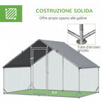 Garden chicken coop with galvanized frame, waterproof coverage and hexagonal network, 3x2x2m, silver - Borge' Group Limited