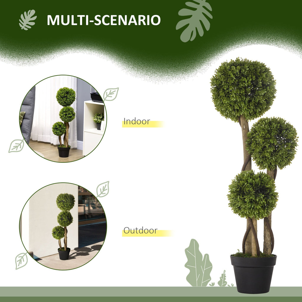 Plan of 3 -ball artificial bosso with vase included and reinforced background, height 90 cm - Borgè