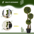 Plan of 3 -ball artificial bosso with vase included and reinforced background, height 90 cm - Borgè