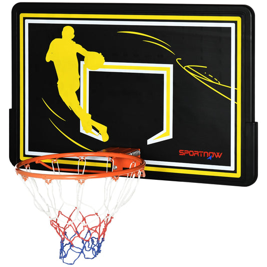 SportNow basketball basket for children and adults from indoor and outdoor in steel and PE, 110x90x70 cm, black and yellow - Borgè