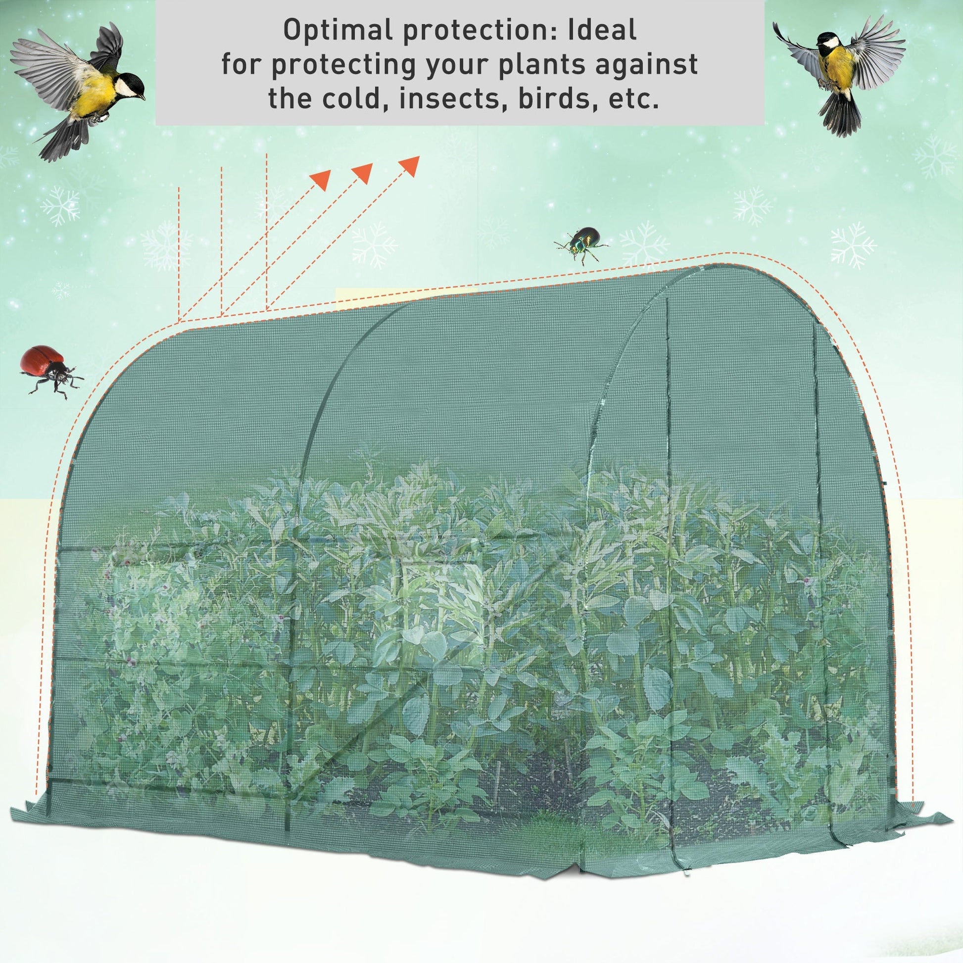 Outsunny Garden Greenhouse Steel Frame and 4 PE Windows 2.5x2x2m, Green - Borgè