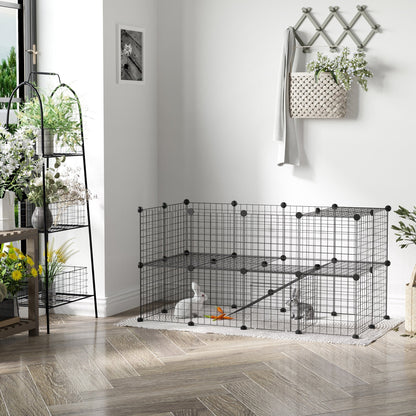 Pawhut metal fence for small pets with 36 metal panels to be mounted according to shape and configuration you prefer and with door - Borgè