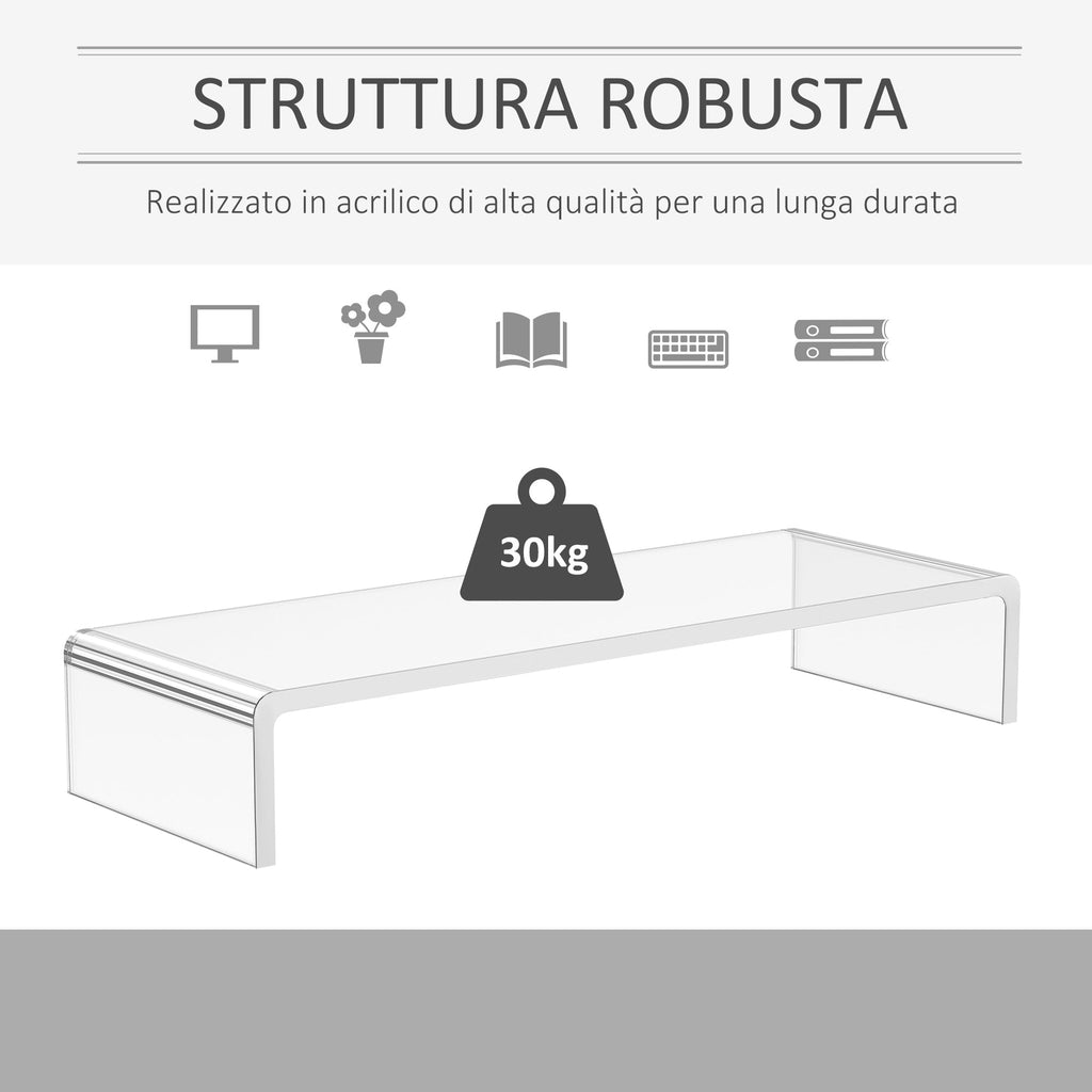 support for monitor computer TV support for transparent acrylic glass screens, 53x19x9cm - Borgè