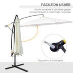 Outdoor Umbrella 3x2.5m with Crank, in Steel and Anti-UV Polyester, Cream - Borge' Group Limited