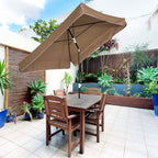 2x2m Outdoor Umbrella with Square Canopy, Adjustable and Portable, in Metal and Polyester, Coffee - Borge' Group Limited