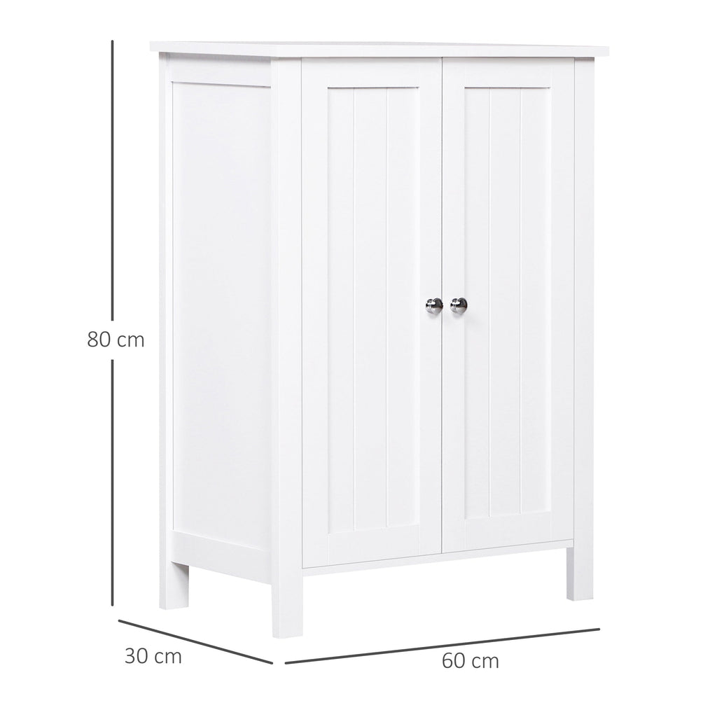 Kleankin Bathroom Cabinet two doors white 60 x 30 x 80cm - Borgè