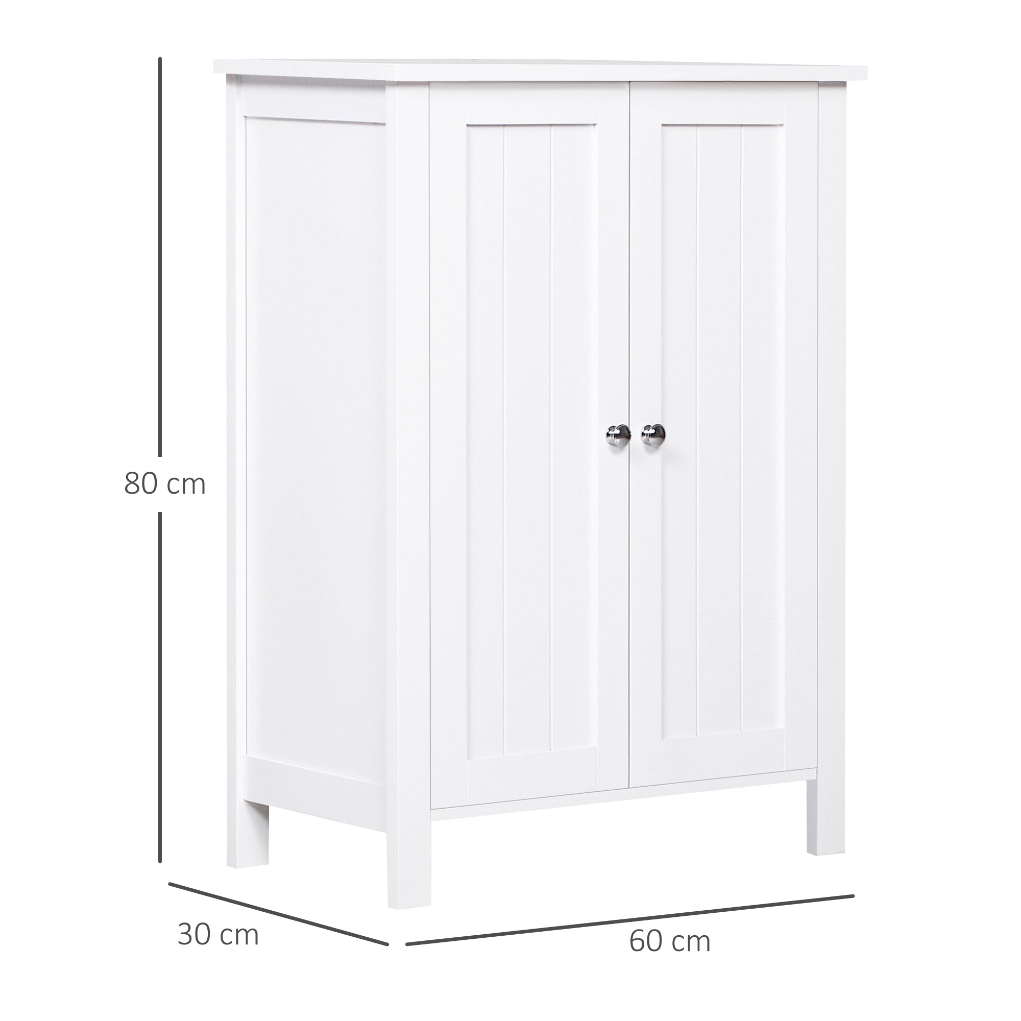 Kleankin Bathroom Cabinet two doors white 60 x 30 x 80cm - Borgè