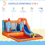 Inflatable Castle for Children, Pool with Slide and Trampoline, Electric Pump, 350x250x185cm, Multicolored - Borge' Group Limited