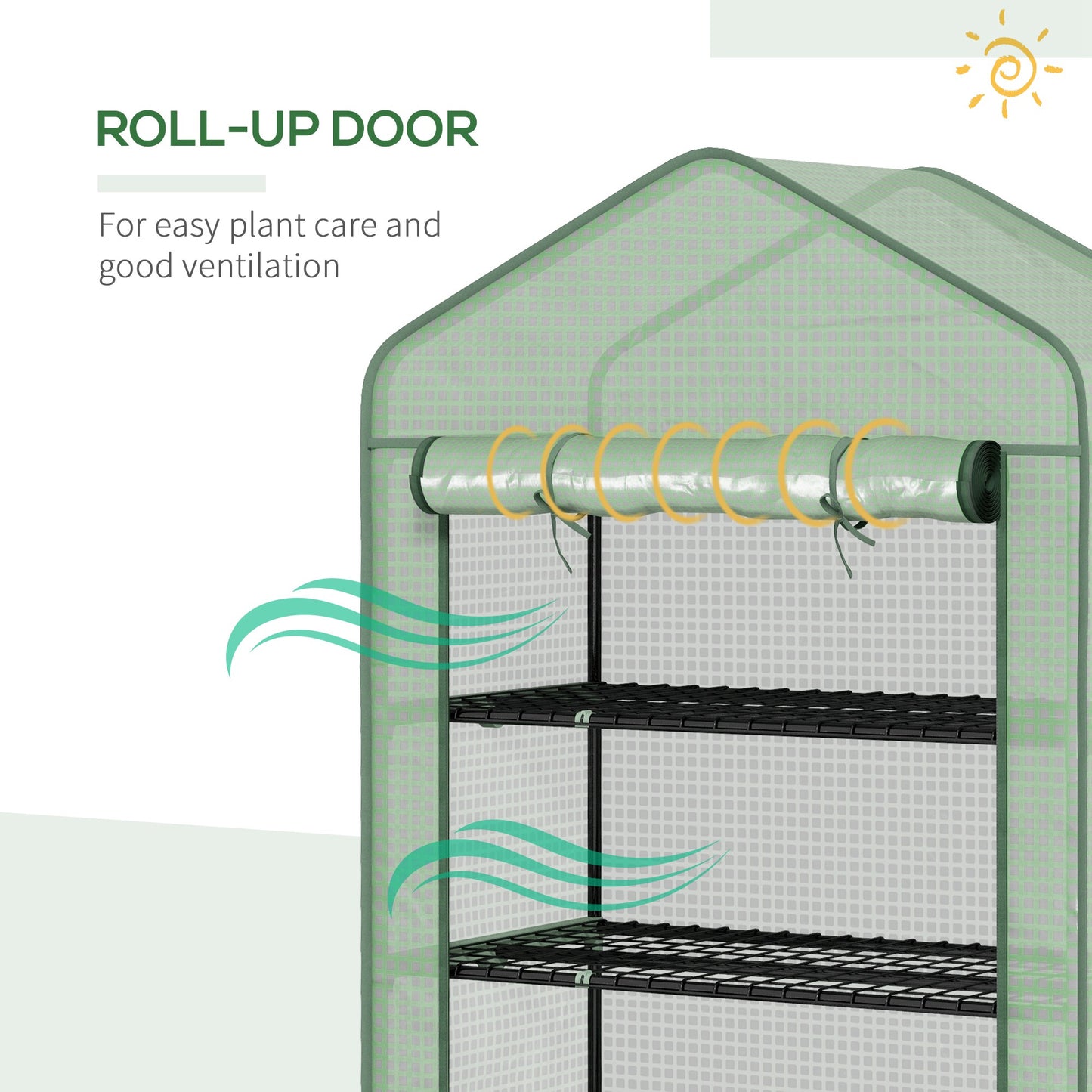 Outsunny Serra A Casetta at 5 -level with roller -up entrance, in steel and polyethylene, 90x49x193 cm, green - Borgè