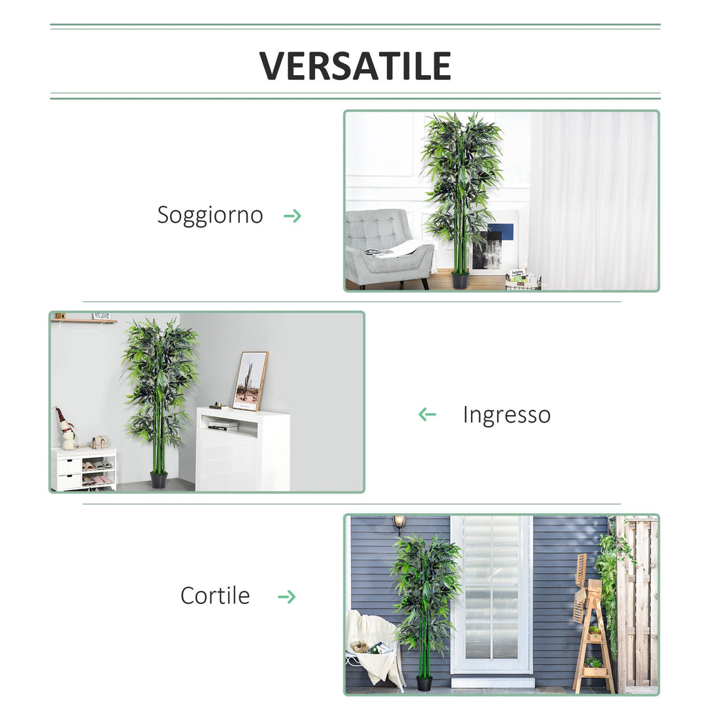 Outsunny artificial bamboo plant in 180cm pot for interiors and outsiders - Borgè