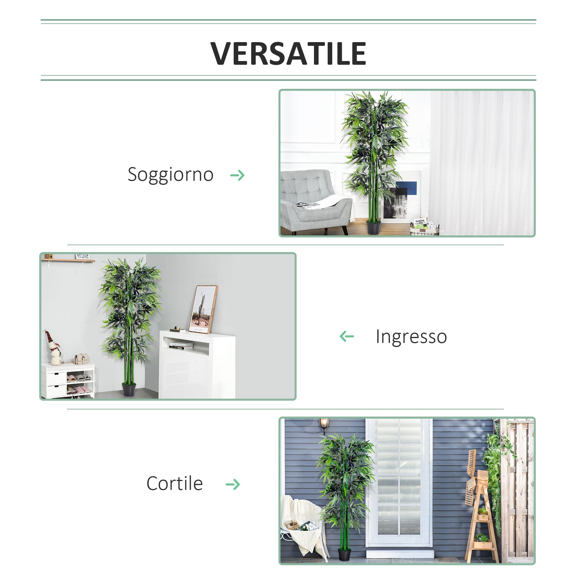 Outsunny artificial bamboo plant in 180cm pot for interiors and outsiders - Borgè