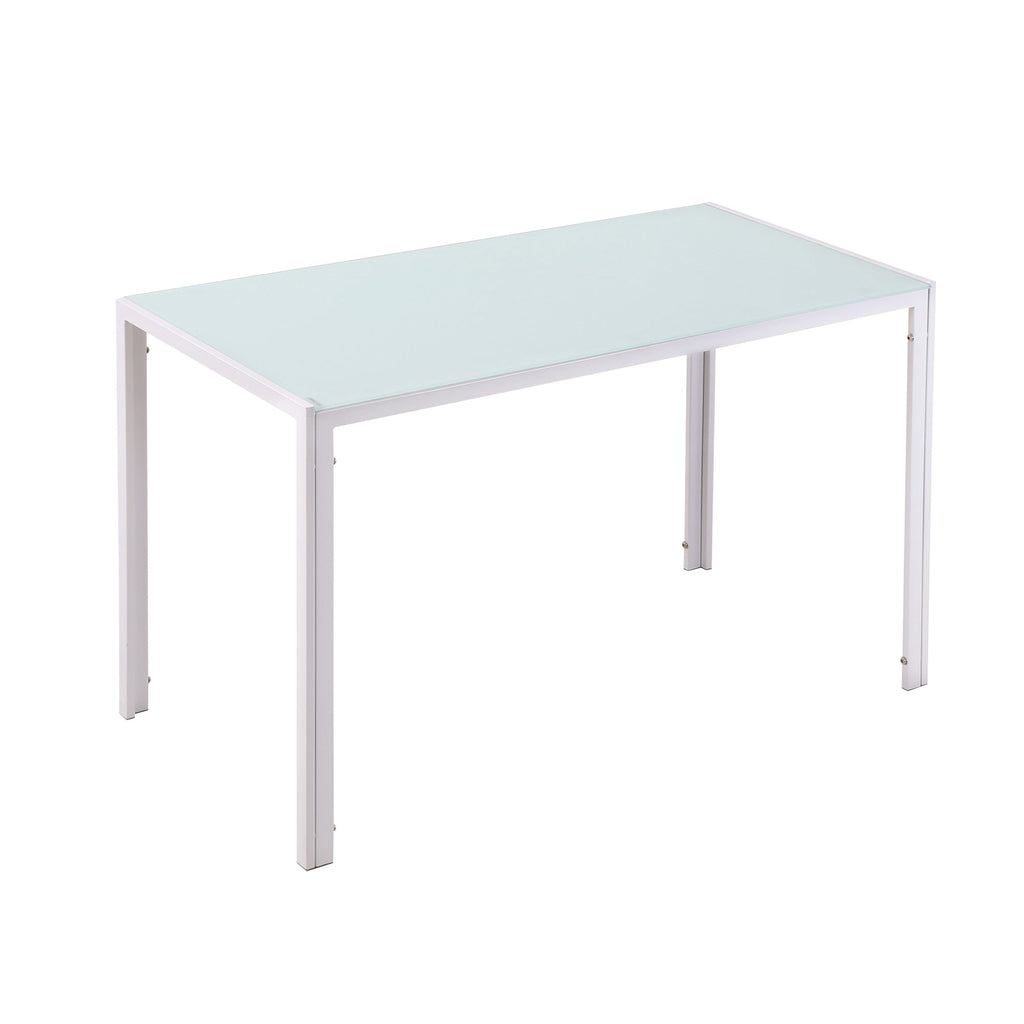 Modern Rectangular Table Metal structure and tempered glass top - white - Borgè