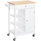 kitchen trolley with antina drawer and 3 open shelves in white wood 66 x 39.5 x 86.5 cm - Borgè