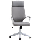 Swivel Office Chair with Headrest, Height-Adjustable Armchair with Rocking Function, 63x65x112-120cm, Light Grey - Borgè