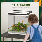13L Aquarium Pawhut from LED lighting with ventilation holes, in HD and ABS glass, 29L x 20p x 30.5a cm - Borgè