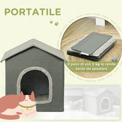 PAWHUT Cats for cats with washable cushions 2 entrances, 39x43.5x40.5cm Grey - Borgè