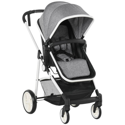 Pram 2 in 1 stroller, for children 0-36 months up to 15kg, folding and adjustable Grey - Borgè