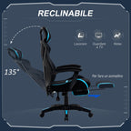 Gaming chair winner with lumbar support and adjustable height in fabric - black - Borgè