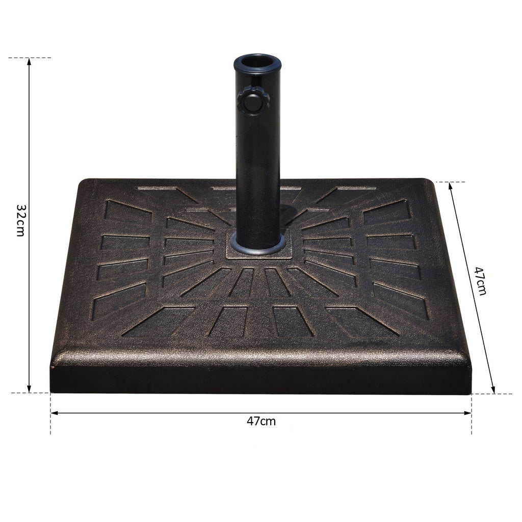 Square Resin Umbrella Base for Ø3.8/4.8cm Poles, 47x47x32cm - Borge' Group Limited