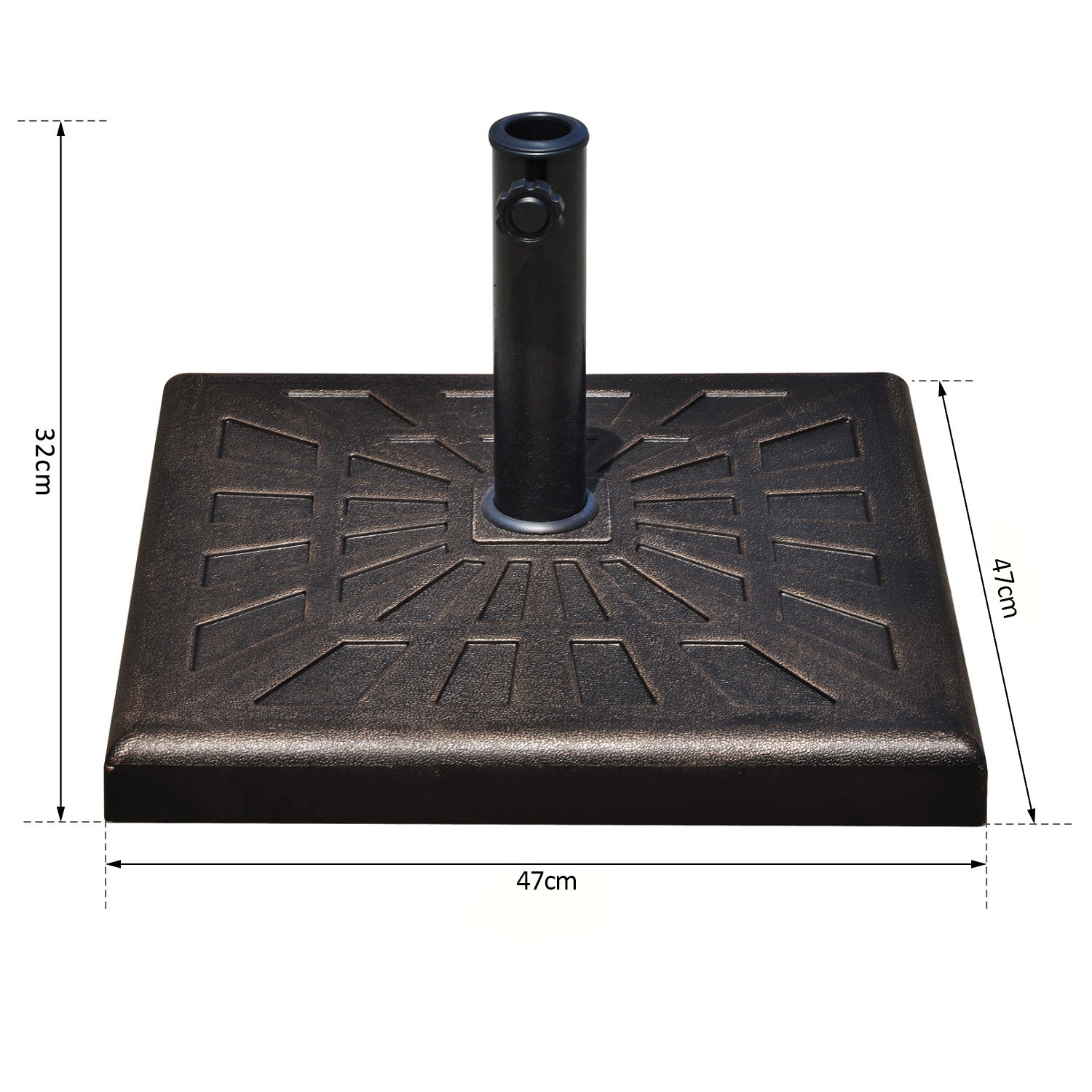 Square Resin Umbrella Base for Ø3.8/4.8cm Poles, 47x47x32cm - Borge' Group Limited