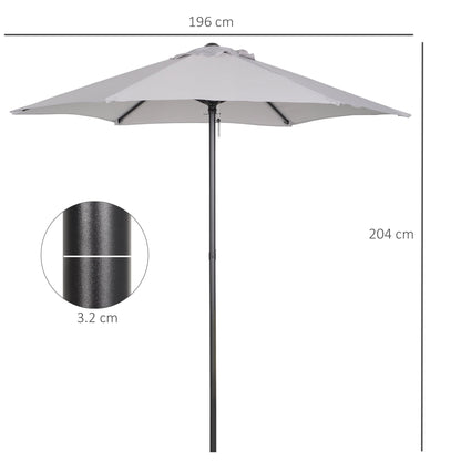 Outusnny Garden umbrella with central aluminum pole, φ196cm, light Grey - Borgè