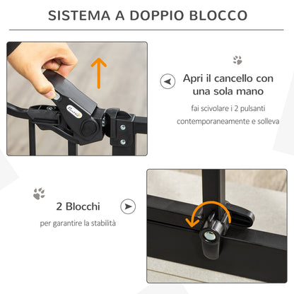 PAWHUT Dog Cancelletto with pressure fixing, extendable from 74-80cm with automatic closing, black - Borgè