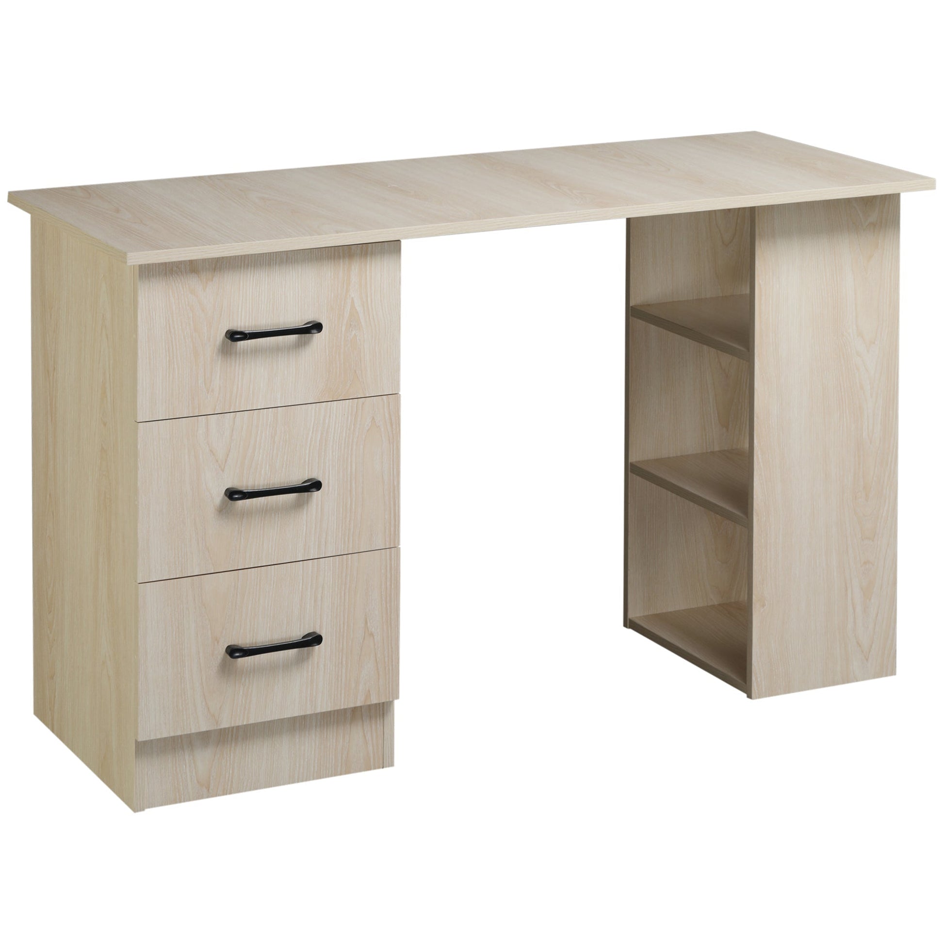 Modern PC Desk per room with 3 drawers and 3 wooden shelves for home and office 120x49x72cm - Borgè