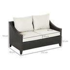 2-Seater PE Rattan Garden Sofa with Cushions, 132x70x74cm, Brown - Borge' Group Limited