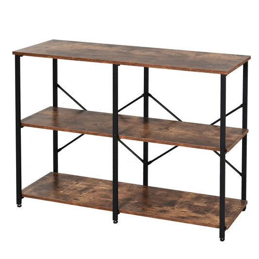 Industrial style shelf 3 levels steel structure 120 x 30 x 76 cm - Borgè