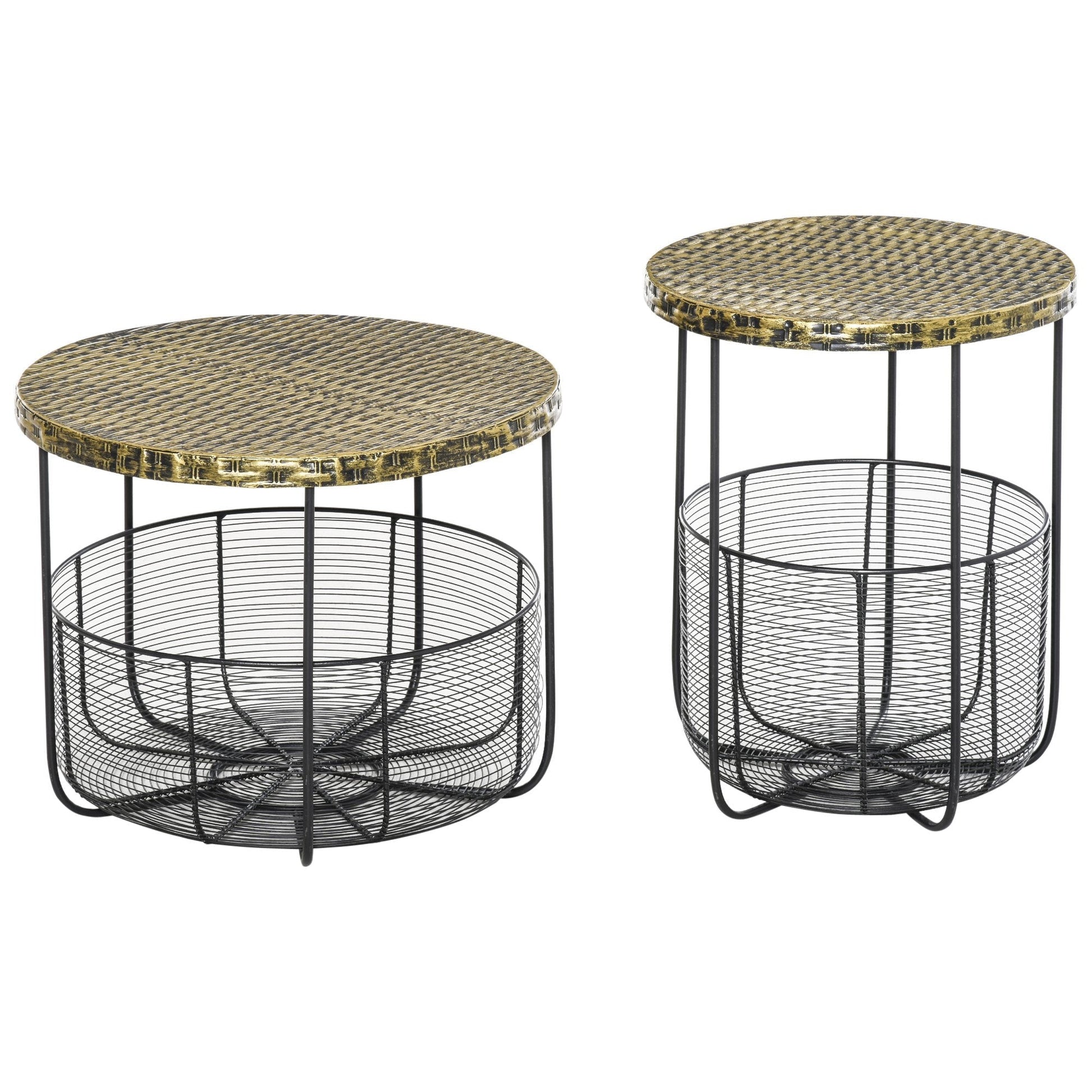 PERLINI | Set of 2 Small Garden Tables with Storage - Borgè