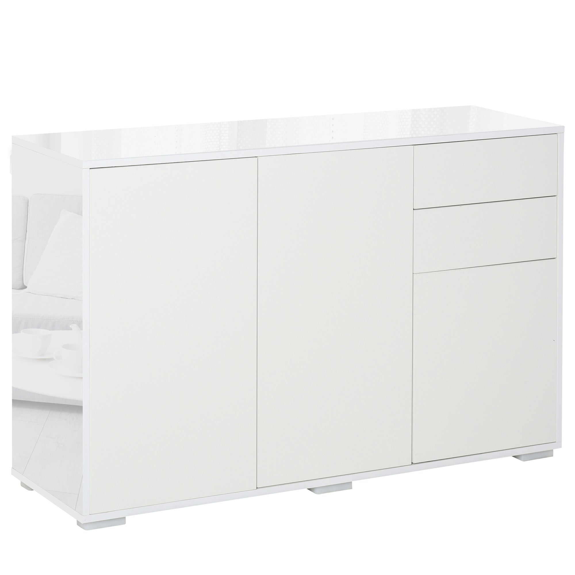 Multiuse cabinet 2 drawers and 2 pressure cabinets, white, white - Borgè