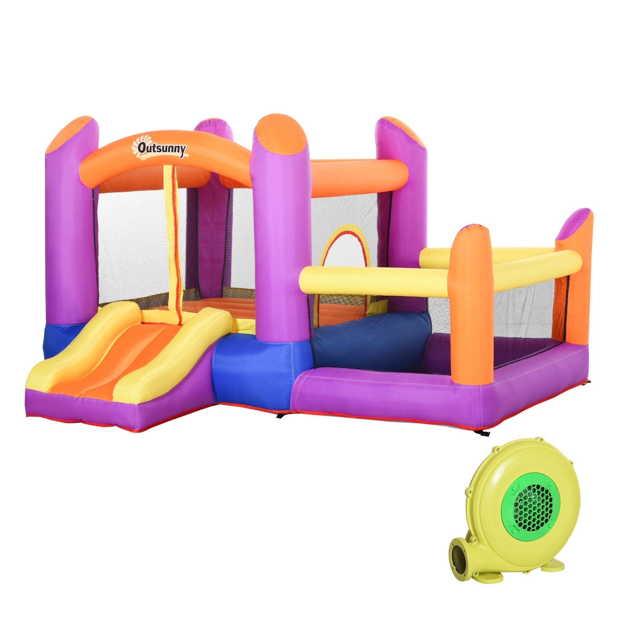 Inflatable Bouncy Castle for Kids Garden, Inflatable Water Park with Slide, Trampoline and Pool, Multicolor, 280x 250x170cm - Borge' Group Limited