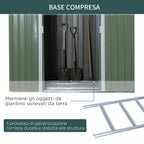 Steel Garden House with Double Sliding Door and air intakes, 213x130x173 cm, green - Borge' Group Limited