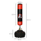 Boxing bag from the ground with support for professional training at home or in the gym, black and red, φ60 x 180 cm - Borge' Group Limited