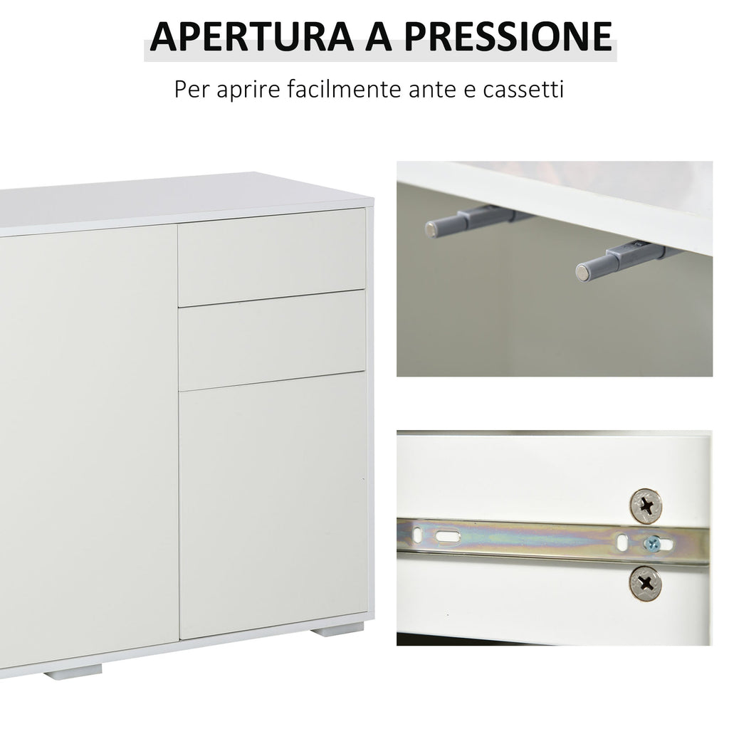 Multiuse cabinet 2 drawers and 2 pressure cabinets, white, white - Borgè